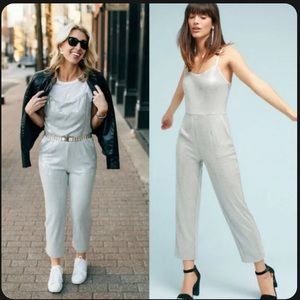 NEW Anthropologie Ett:twa Claudette Sequin Jumpsuit Gray Silver 6 medium